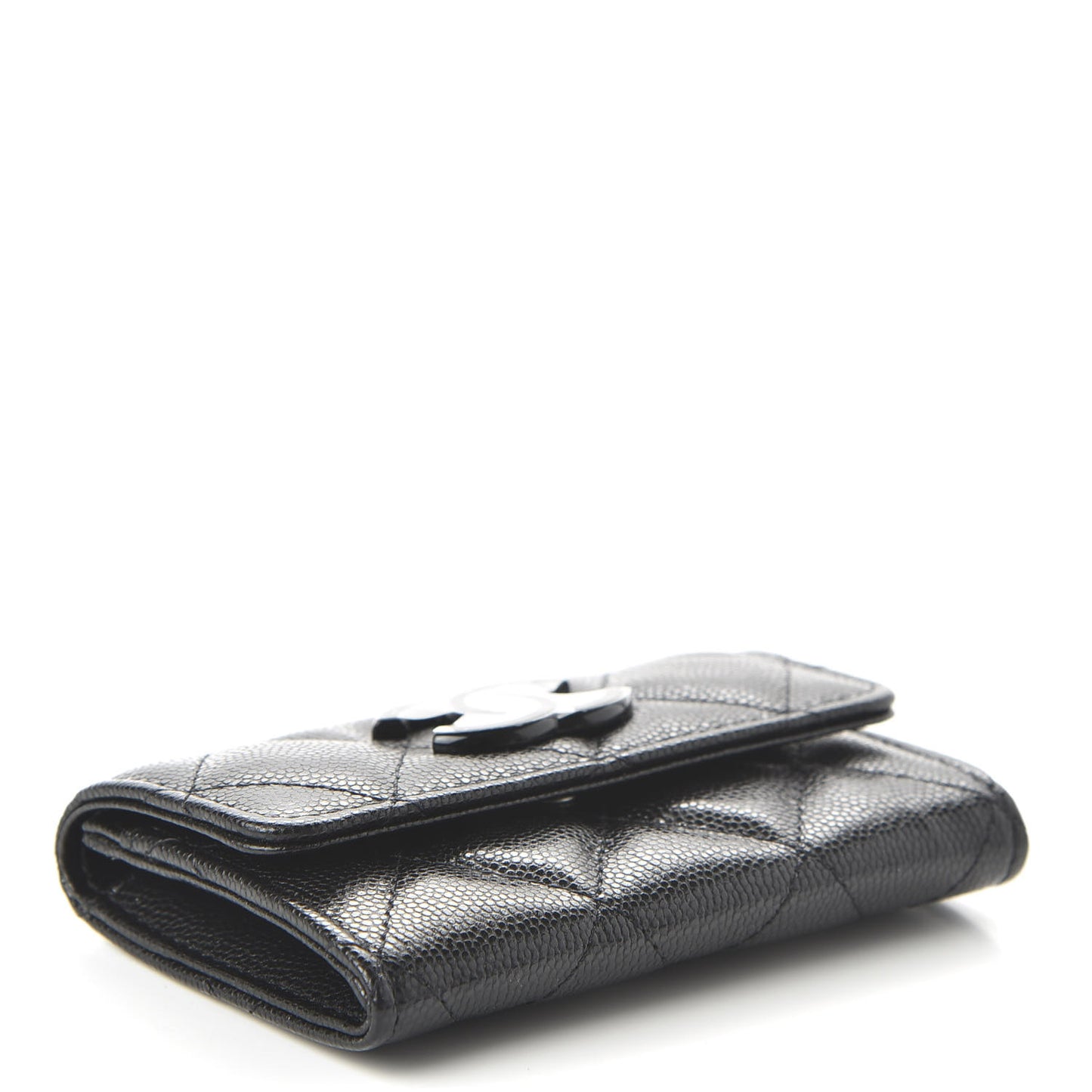 Caviar Quilted My Everything Flap Card Holder Black