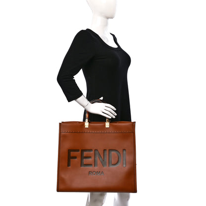 Fendi Vitello King Plexiglass Large Fendi Sunshine Shopper Tote Cuoio 2 of 8