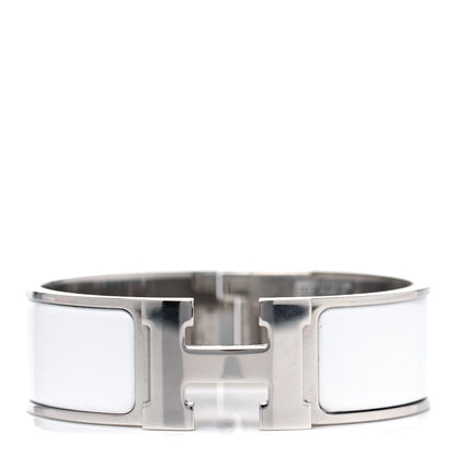 Hermes Enamel Wide Clic Clac H Bracelet GM White 1 of 6