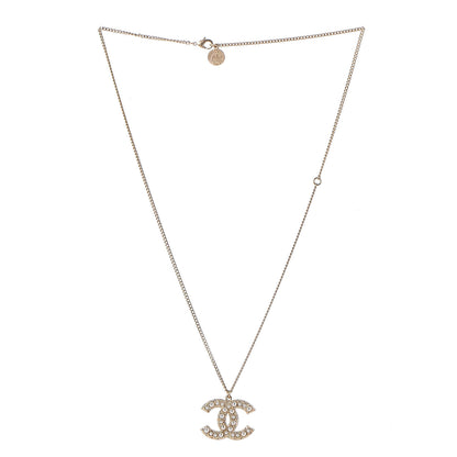 Chanel Crystal Pearl CC Pendant Necklace Gold 3 of 7