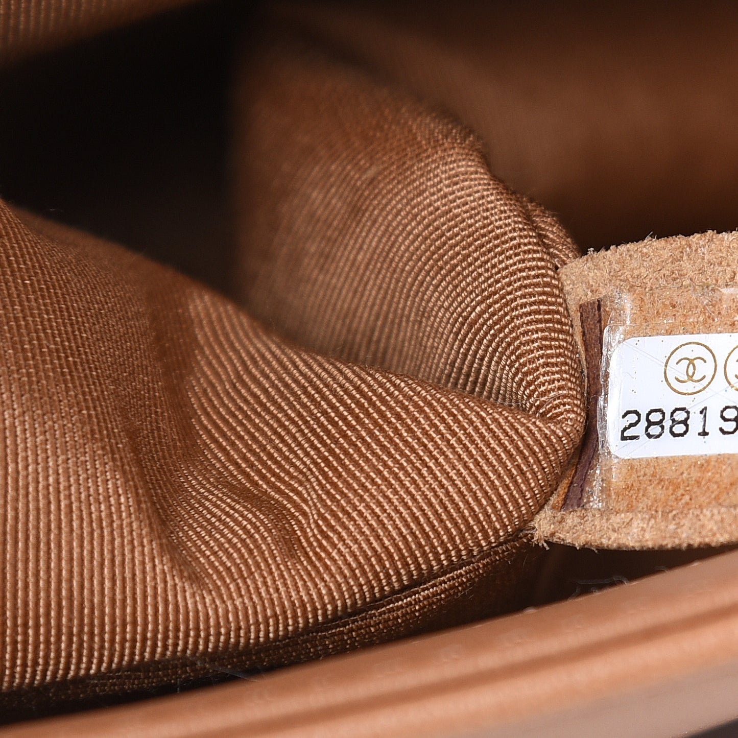 Calfskin Chevron Quilted Medium Boy Flap Camel