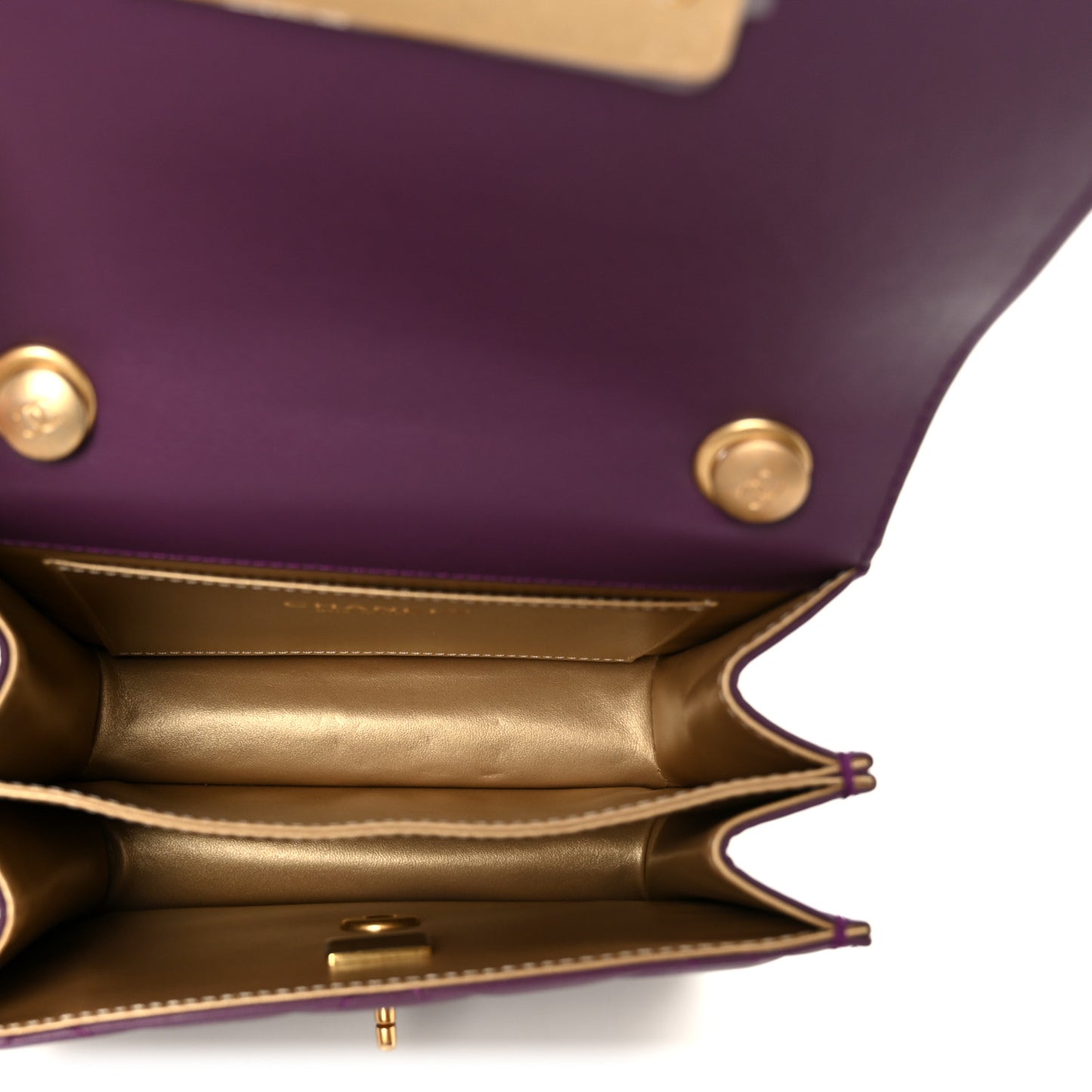 Calfskin Resin Quilted Mini Flap Purple