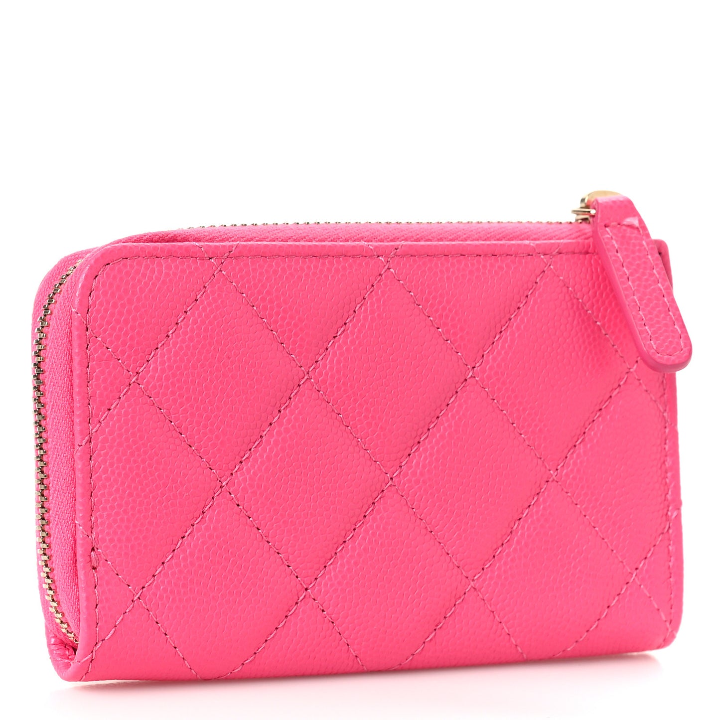 Caviar Quilted Zipped Key Holder Case Pink