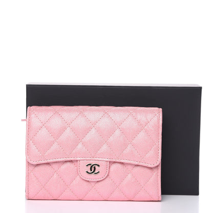 Chanel Iridescent Caviar Quilted Medium Flap Wallet Rose Pink 10 of 10