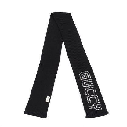 Gucci X SEGA Wool Crystal GUCCY Embellished Scarf Black 1 of 3