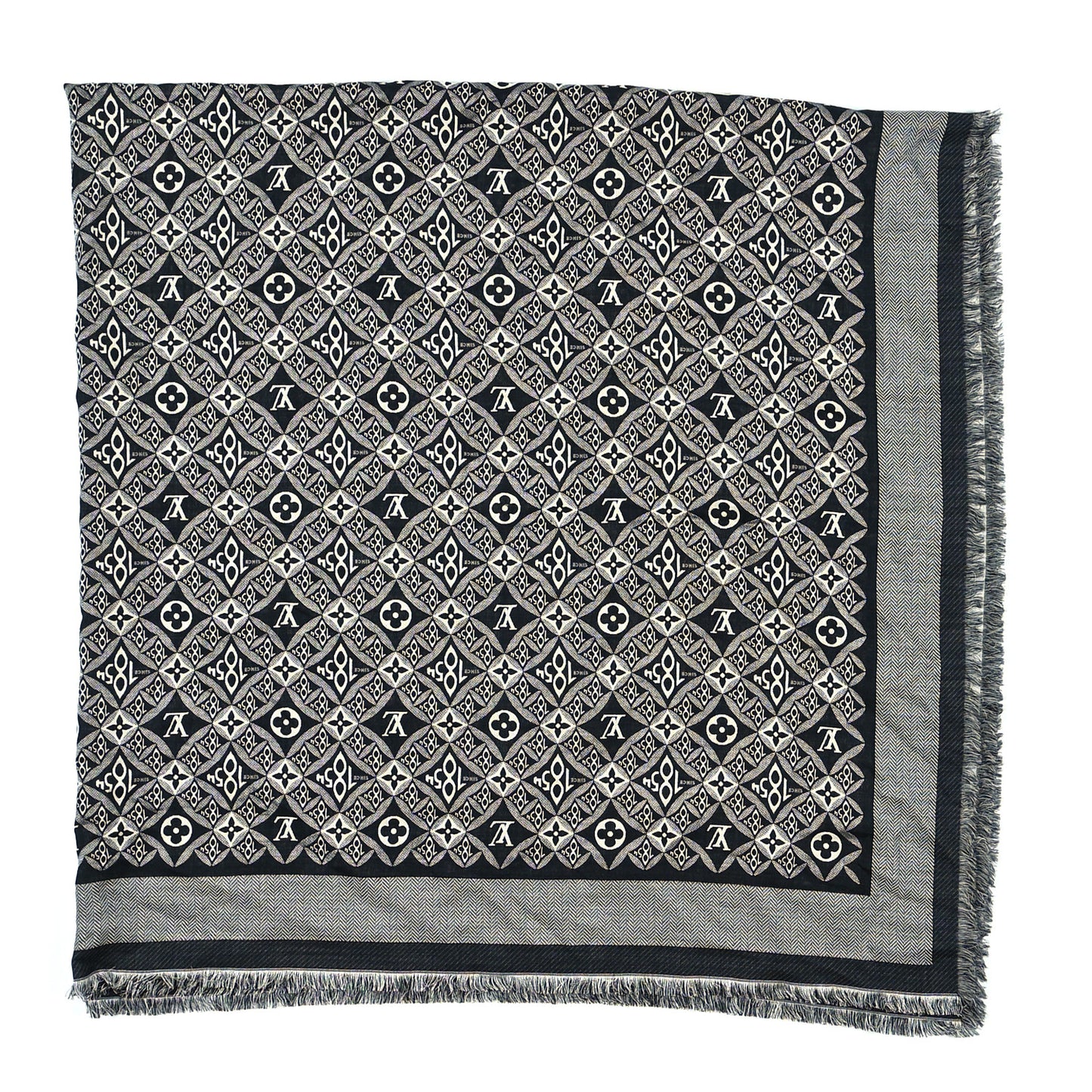 Silk Wool Jacquard Since 1854 Monogram Shawl Gray