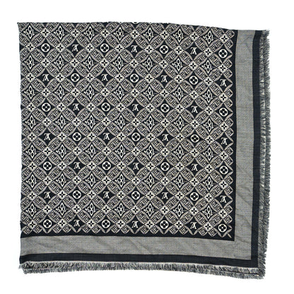 Louis Vuitton Silk Wool Jacquard Since 1854 Monogram Shawl Gray 2 of 4