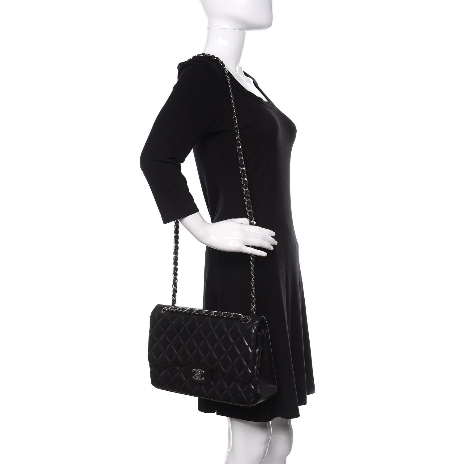 Chanel Lambskin Quilted Jumbo Double Flap Black 3 of 12