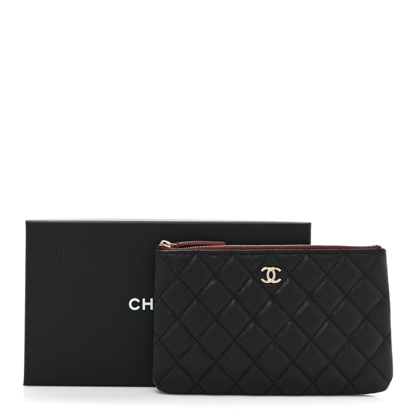 Caviar Quilted Cosmetic Case Black
