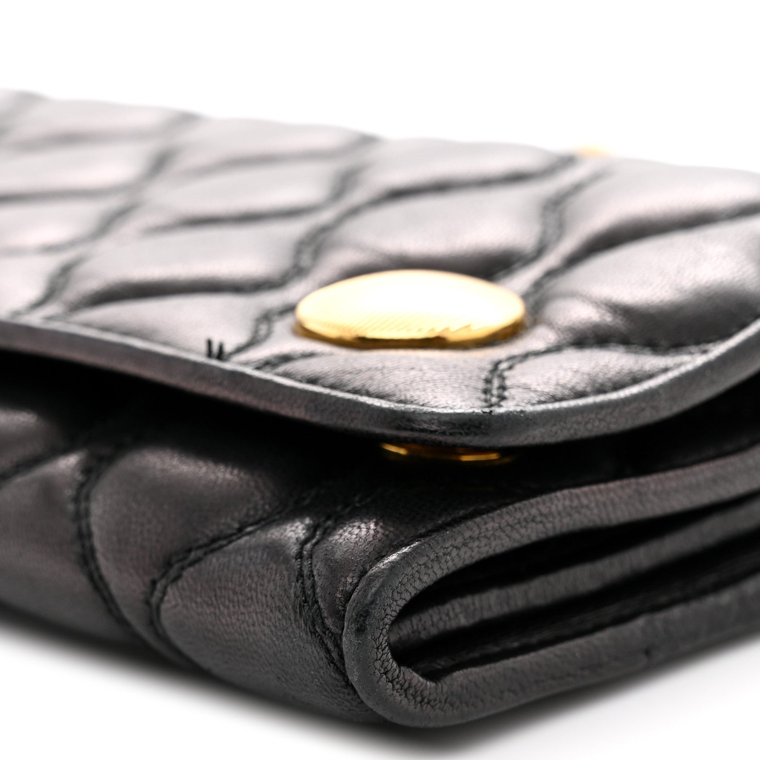 Miu Miu Nappa Padded Wallet On Chain Black 9 of 11