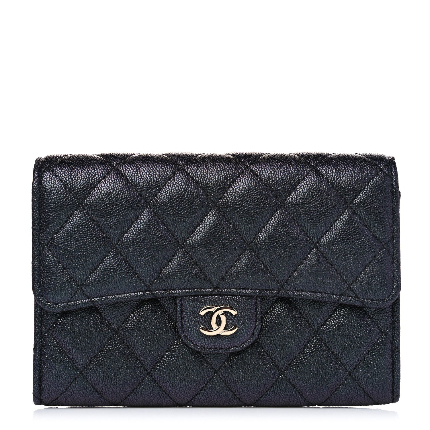 Chanel Iridescent Caviar Quilted Medium Flap Wallet Black 1 of 4