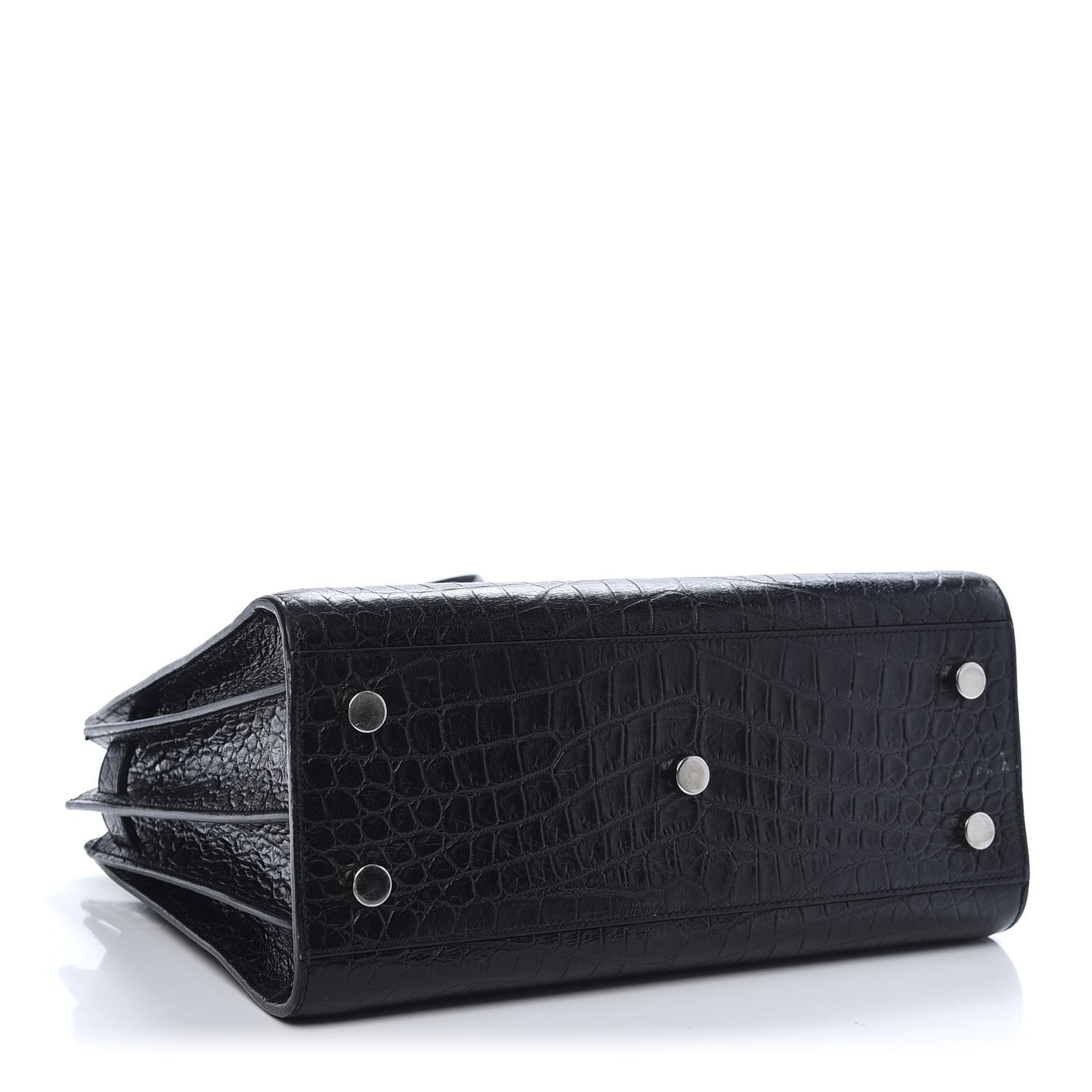 Calfskin Crocodile Embossed Baby Sac De Jour Black