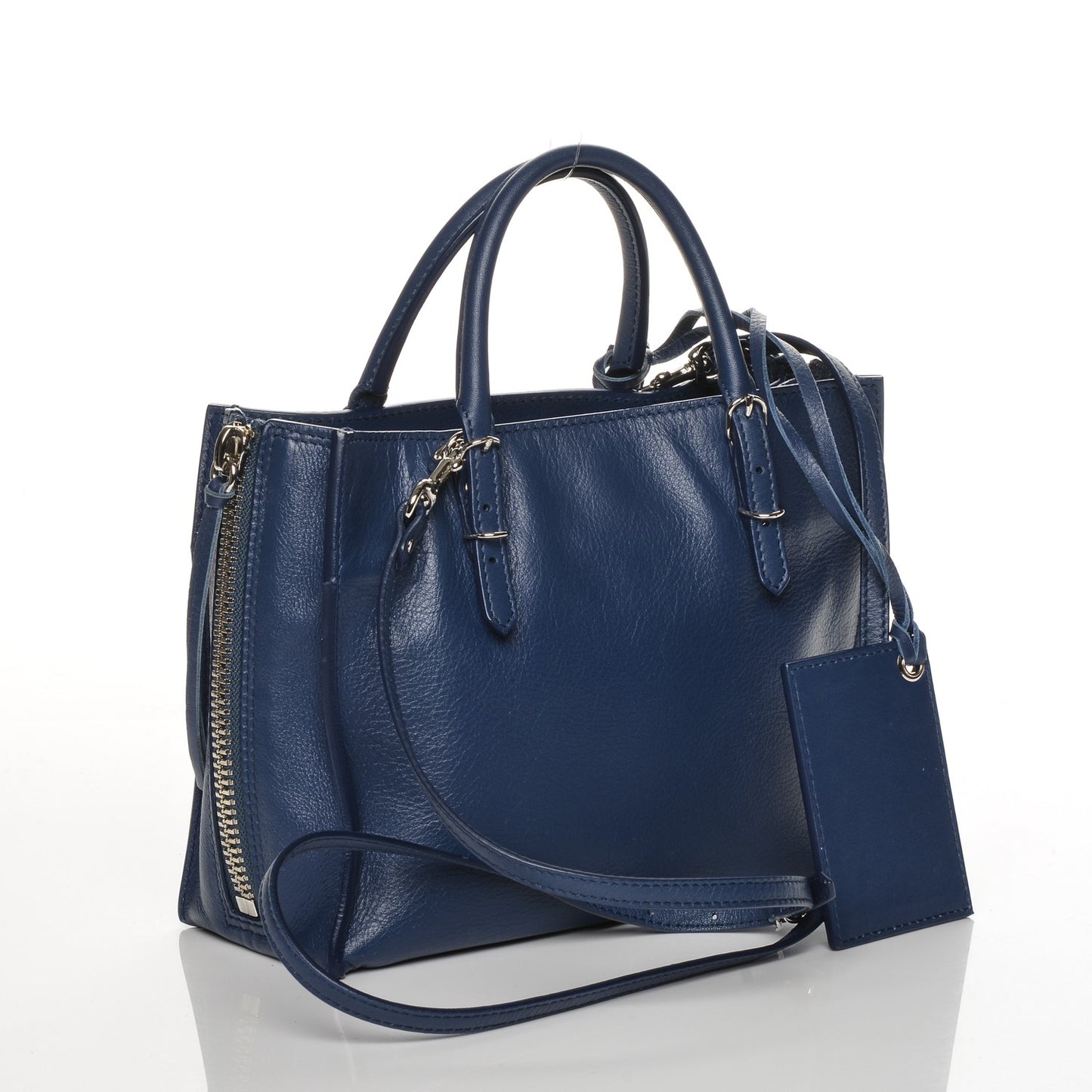 Calfskin Papier Mini A4 Zip Around Tote Bleu Mineral