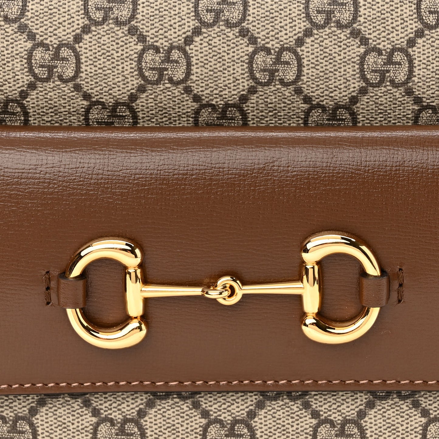 GG Supreme Monogram Small Horsebit 1955 Shoulder Bag Beige Brown Sugar