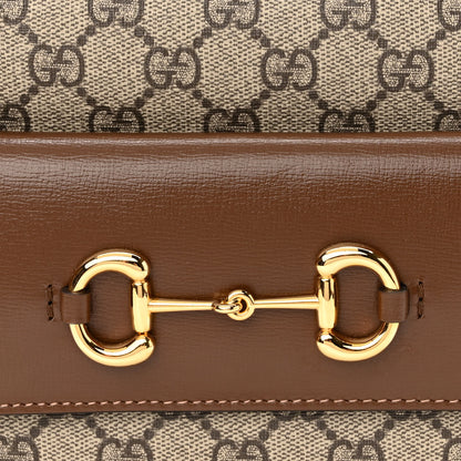 Gucci GG Supreme Monogram Small Horsebit 1955 Shoulder Bag Beige Brown Sugar 8 of 10
