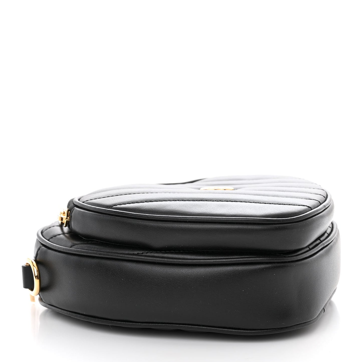 Calfskin Matelasse Diagonal Mini Interlocking G Heart Shoulder Bag Black