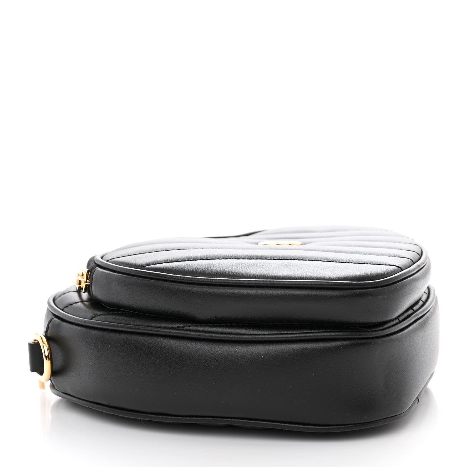 Gucci Calfskin Matelasse Diagonal Mini Interlocking G Heart Shoulder Bag Black 4 of 11
