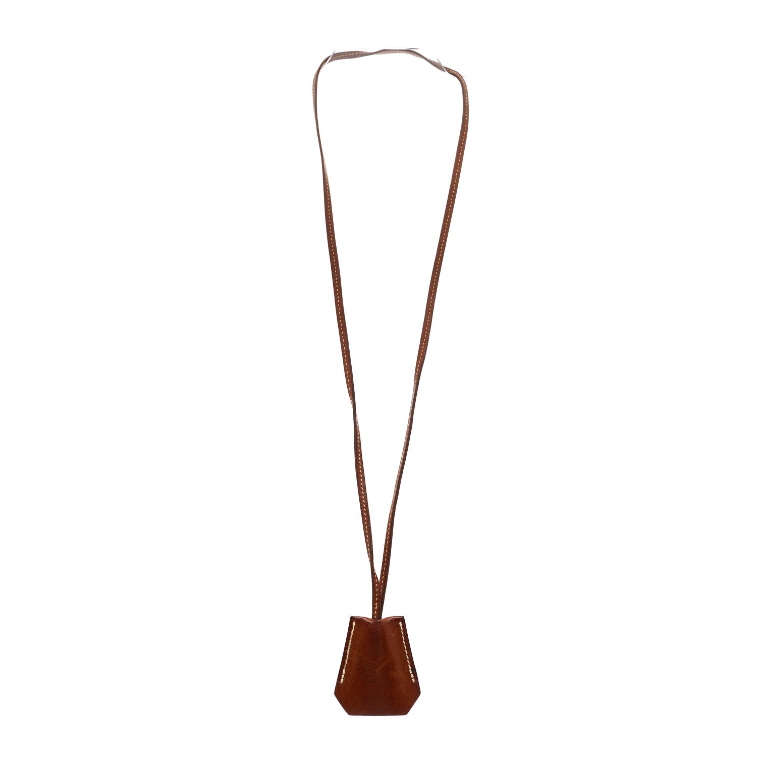 Hermes Stainless Steel Barenia Kelly Clochette Necklace Watch Fauve 4 of 7