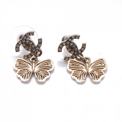 Chanel Crystal CC Butterfly Earrings Gold 1 of 4