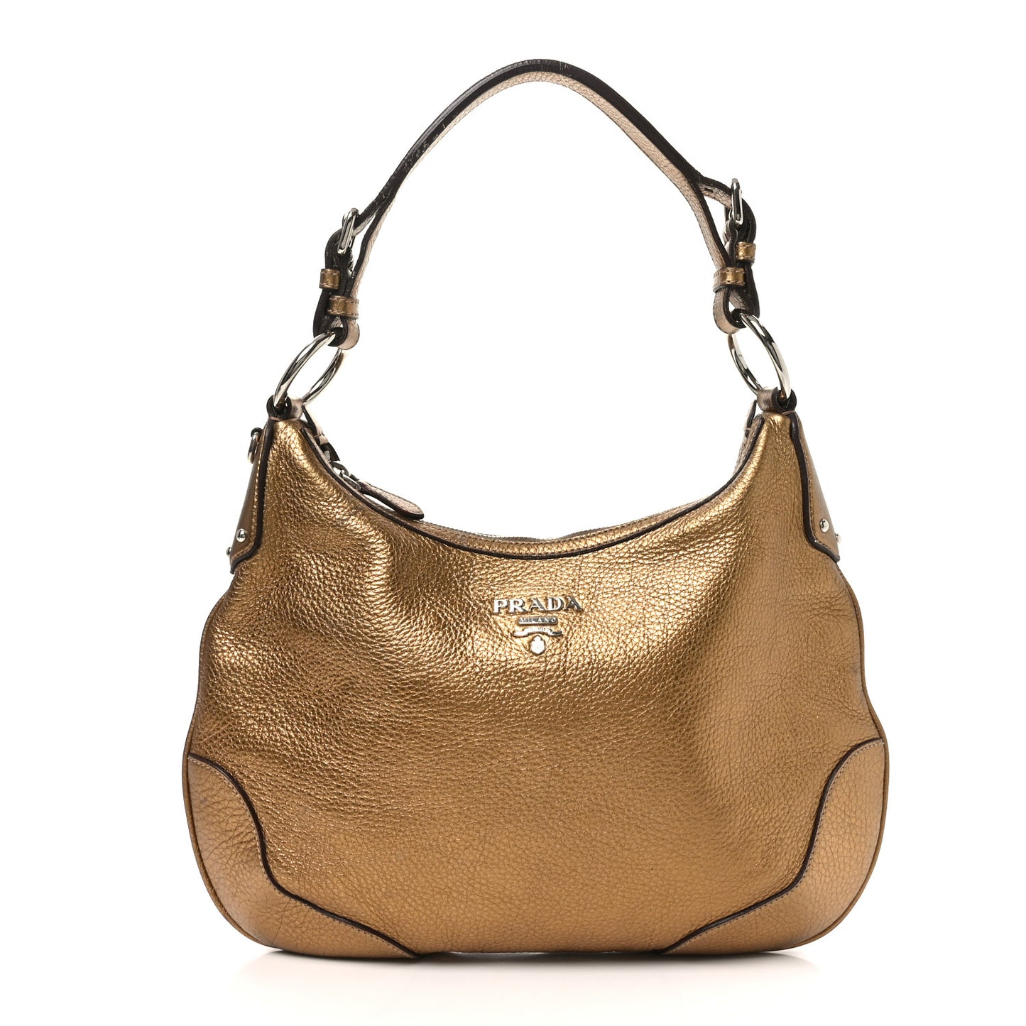 Metallic Vitello Daino Shoulder Bag Platino