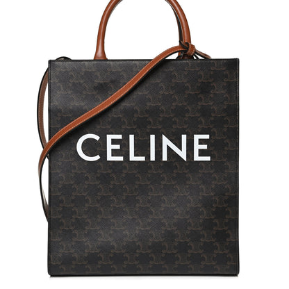 Celine Triomphe Canvas Calfskin Small Vertical Cabas Tan 6 of 9