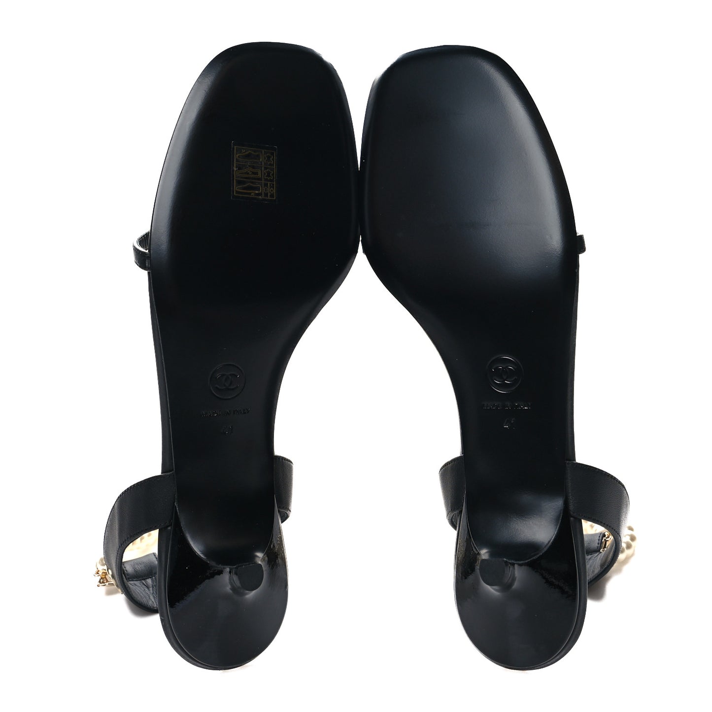 Calfskin Pearl Sandals 41 Black