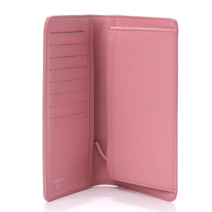 Chanel Lambskin Camellia Embossed Yen Wallet Pink 5 of 10
