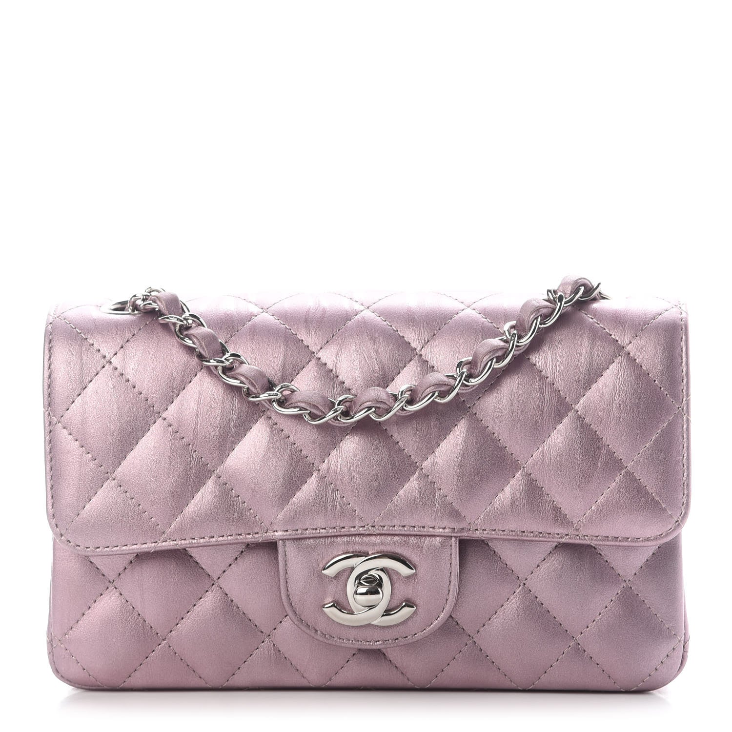Chanel Metallic Calfskin Quilted Mini Rectangular Flap Pink 1 of 9