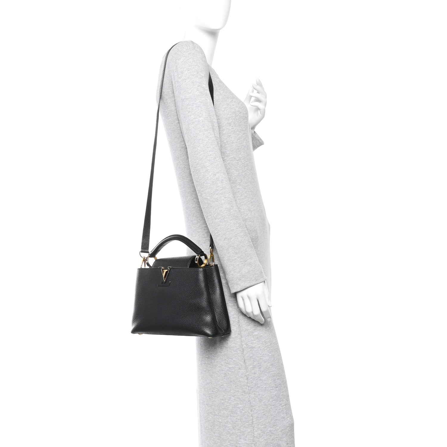 Louis Vuitton Taurillon Capucines BB Black 2 of 9