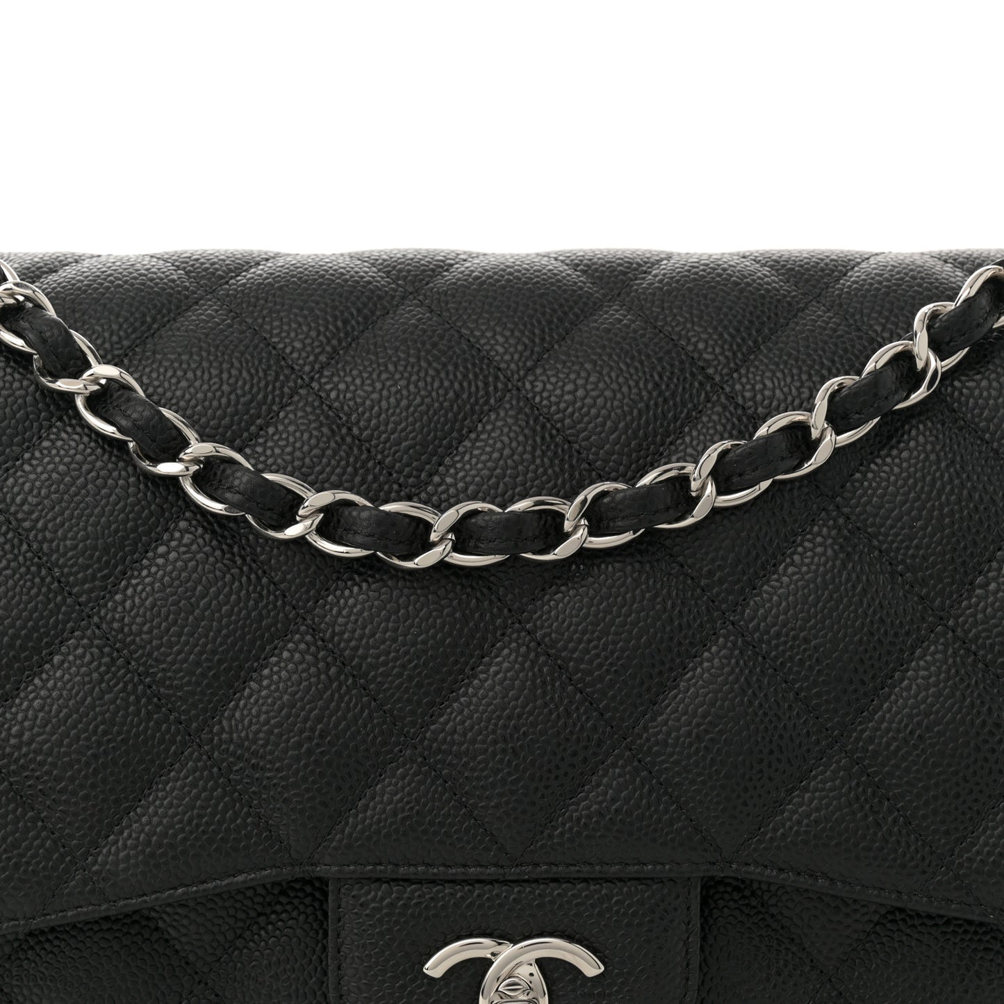 Caviar Quilted Jumbo Double Flap Black