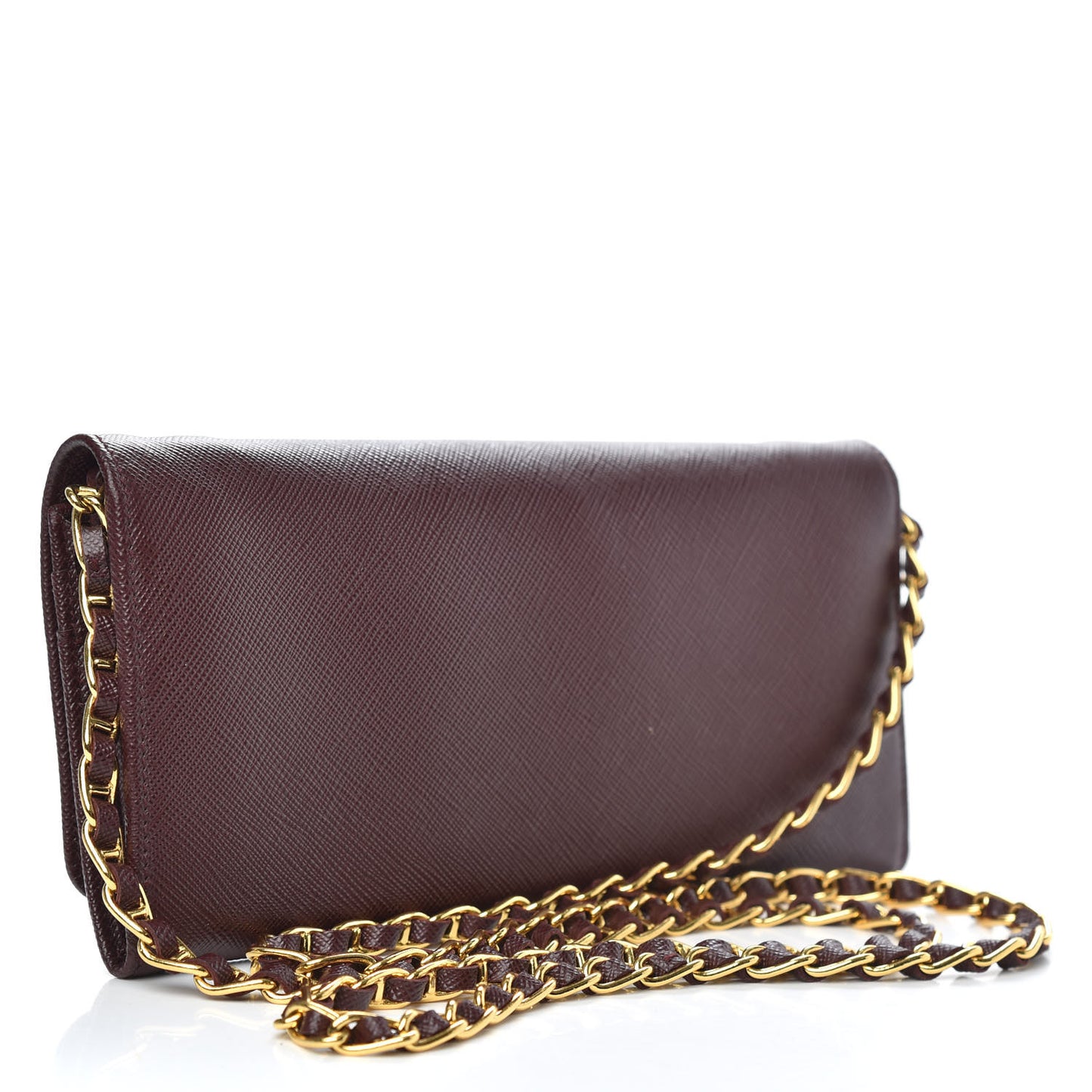 Saffiano Metal Oro Chain Wallet Granato