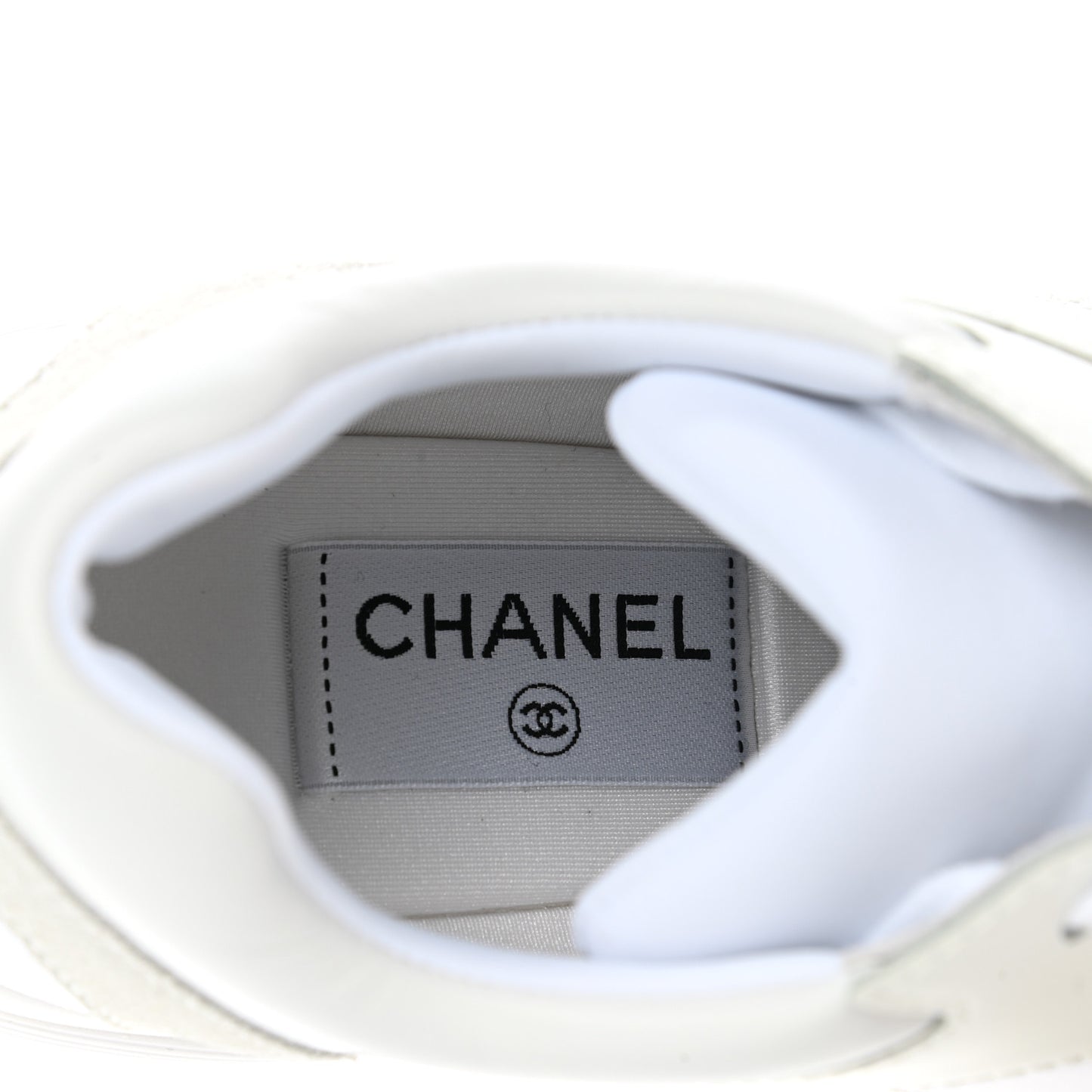Suede Calfskin Fabric CC Sneakers 37.5 White