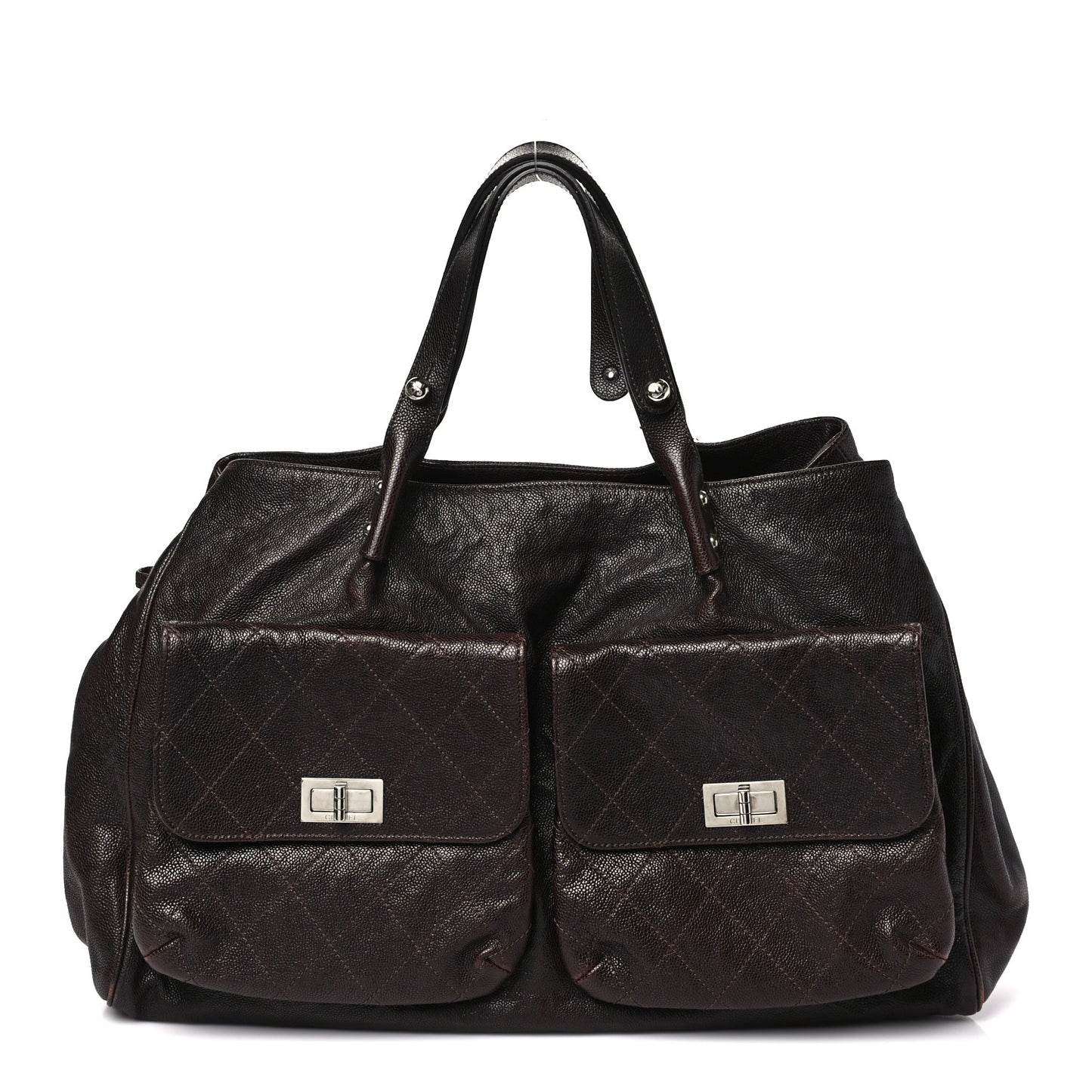 Glazed Caviar Reissue Double Pocket In The City Tote Brown