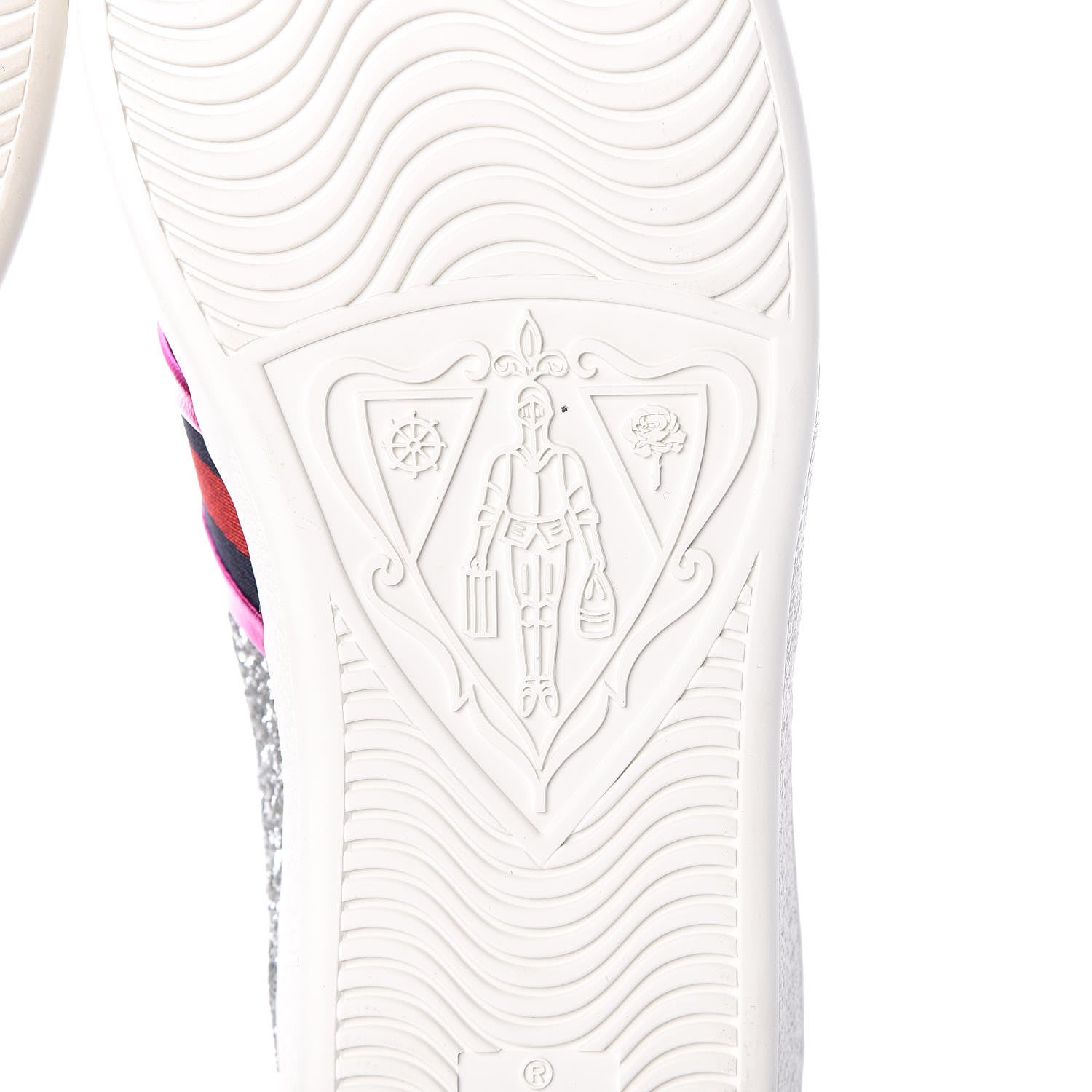 Gucci Glitter Web Womens Ace Sneakers 39.5 Silver 6 of 10