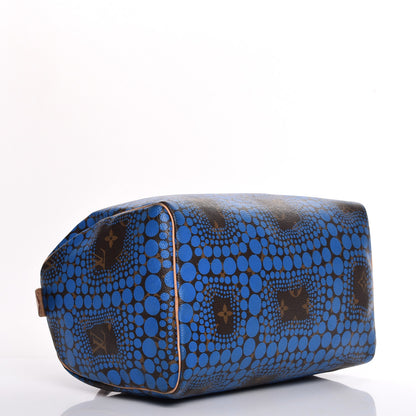 Louis Vuitton Monogram Kusama Town Speedy 30 Blue 4 of 15