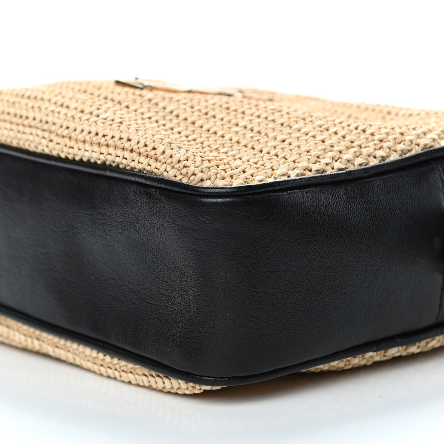 Raffia Canvas Monogram Lou Camera Bag Beige Black