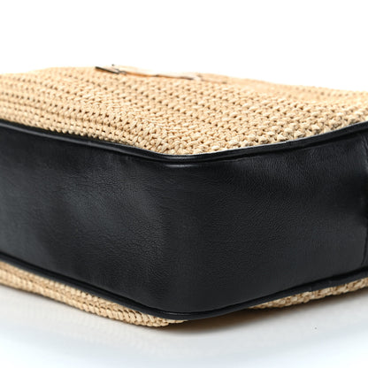 Saint Laurent Raffia Canvas Monogram Lou Camera Bag Beige Black 8 of 9