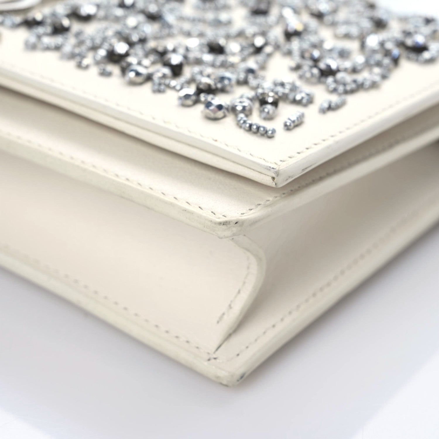 Saint Laurent Calfskin Bead Embellished Kate Monogram Tassel Chain Wallet White 6 of 22