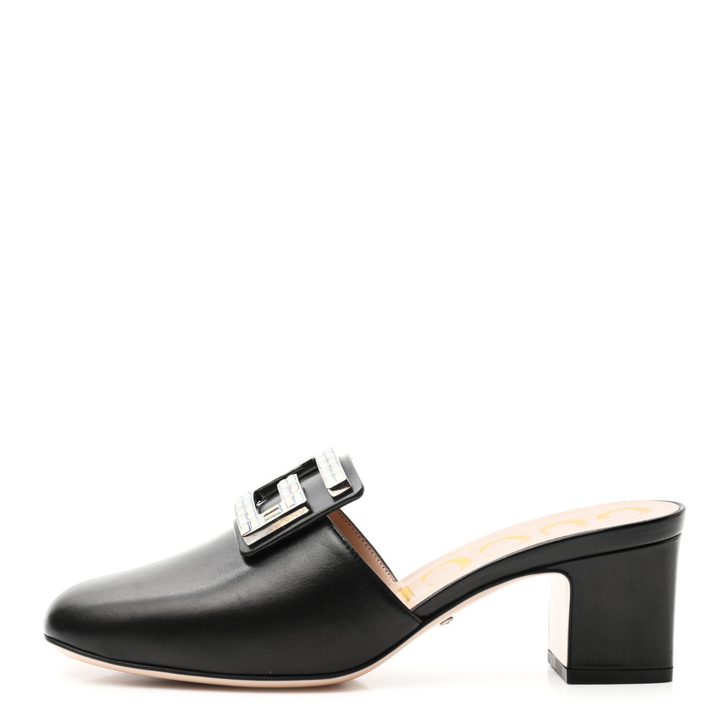 Gucci Malaga Kid Crystal Square G Madelyn Mules 37 Black 1 of 8