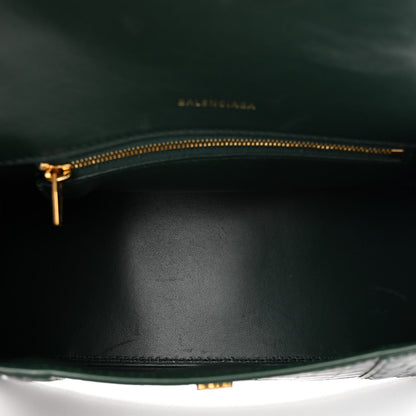 Balenciaga Shiny Calfskin Crocodile Embossed Small Hourglass Top Handle Bag Forest Green 5 of 9
