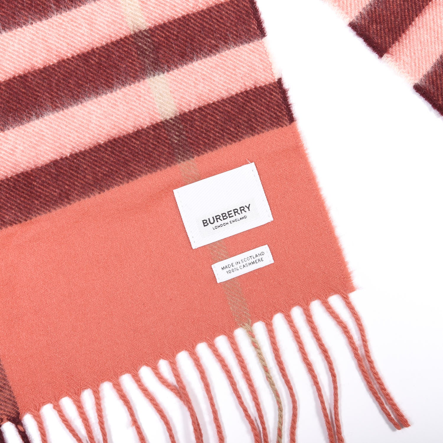 Burberry Cashmere Giant Check Fringe Scarf Clay Sienna 2 of 4