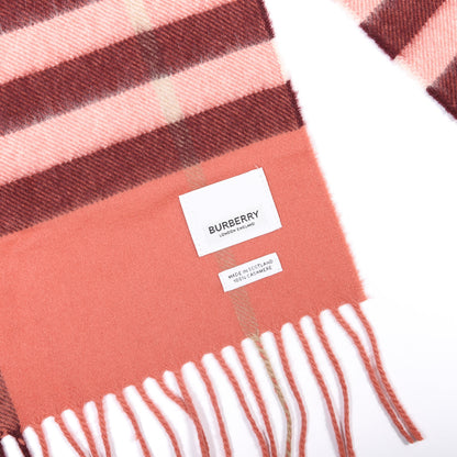 Burberry Cashmere Giant Check Fringe Scarf Clay Sienna 2 of 4
