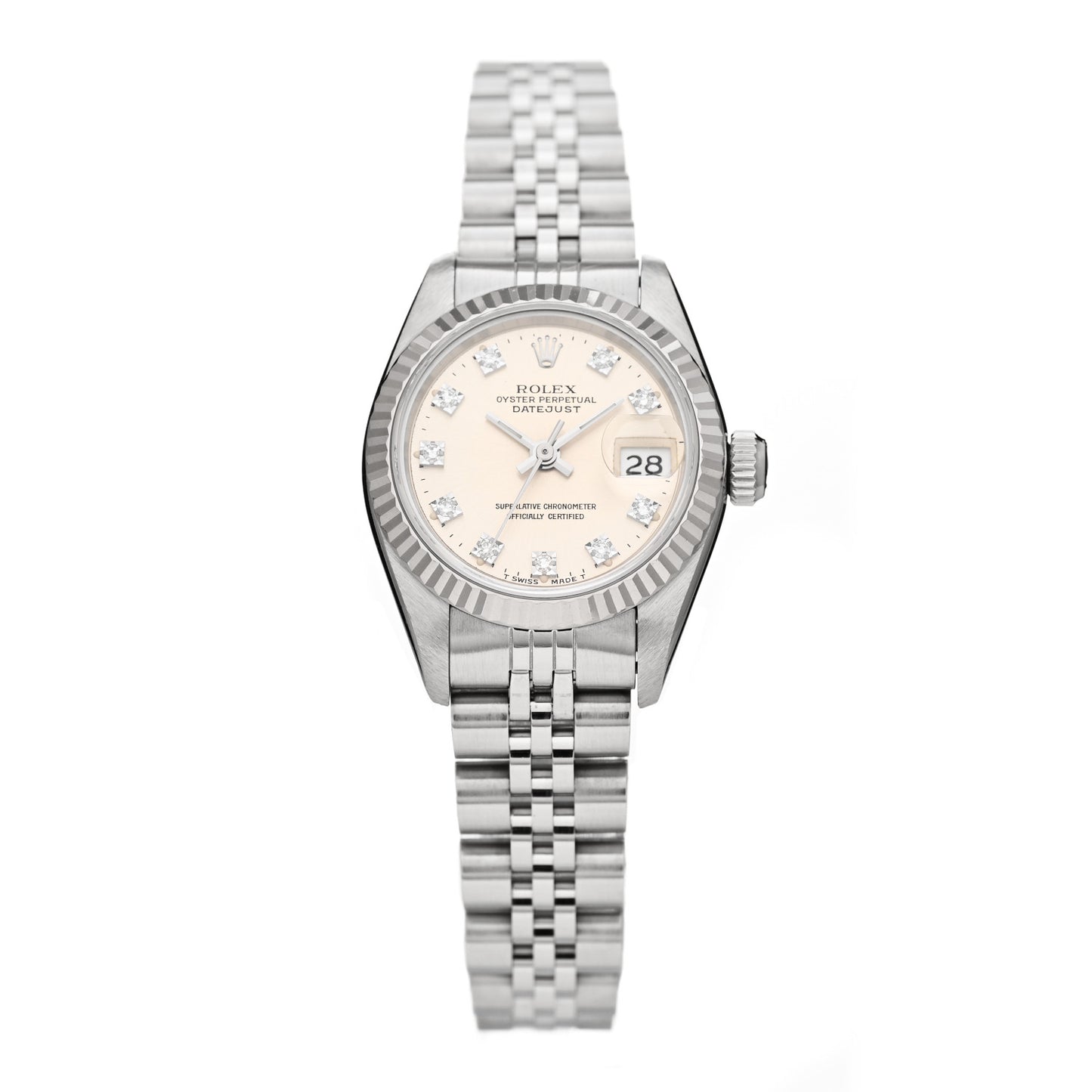 Stainless Steel 18K White Gold Diamond 26mm Oyster Perpetual Datejust Watch Silver 69174