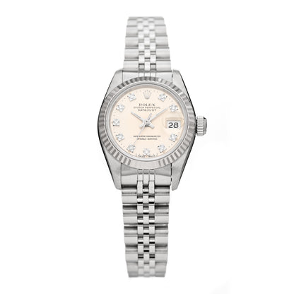 Rolex Stainless Steel 18K White Gold Diamond 26mm Oyster Perpetual Datejust Watch Silver 69174 1 of 4