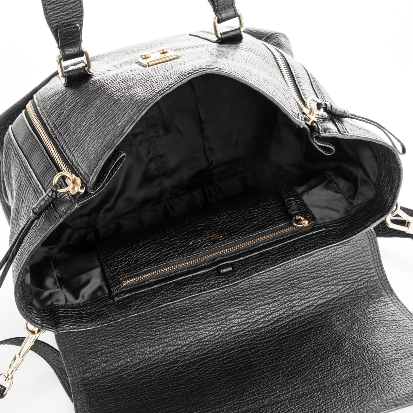 3.1 Textured Calfskin Large Pashli Satchel Black
