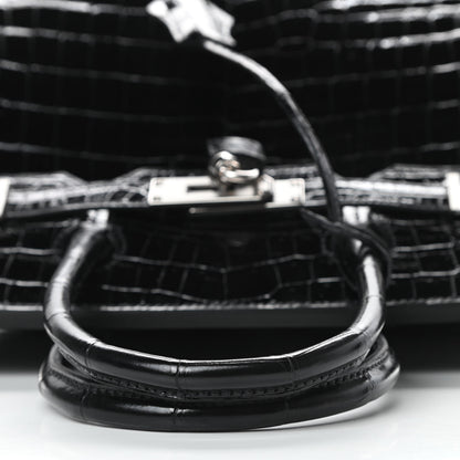 Hermes Shiny Niloticus Crocodile Birkin 30 Black 9 of 35