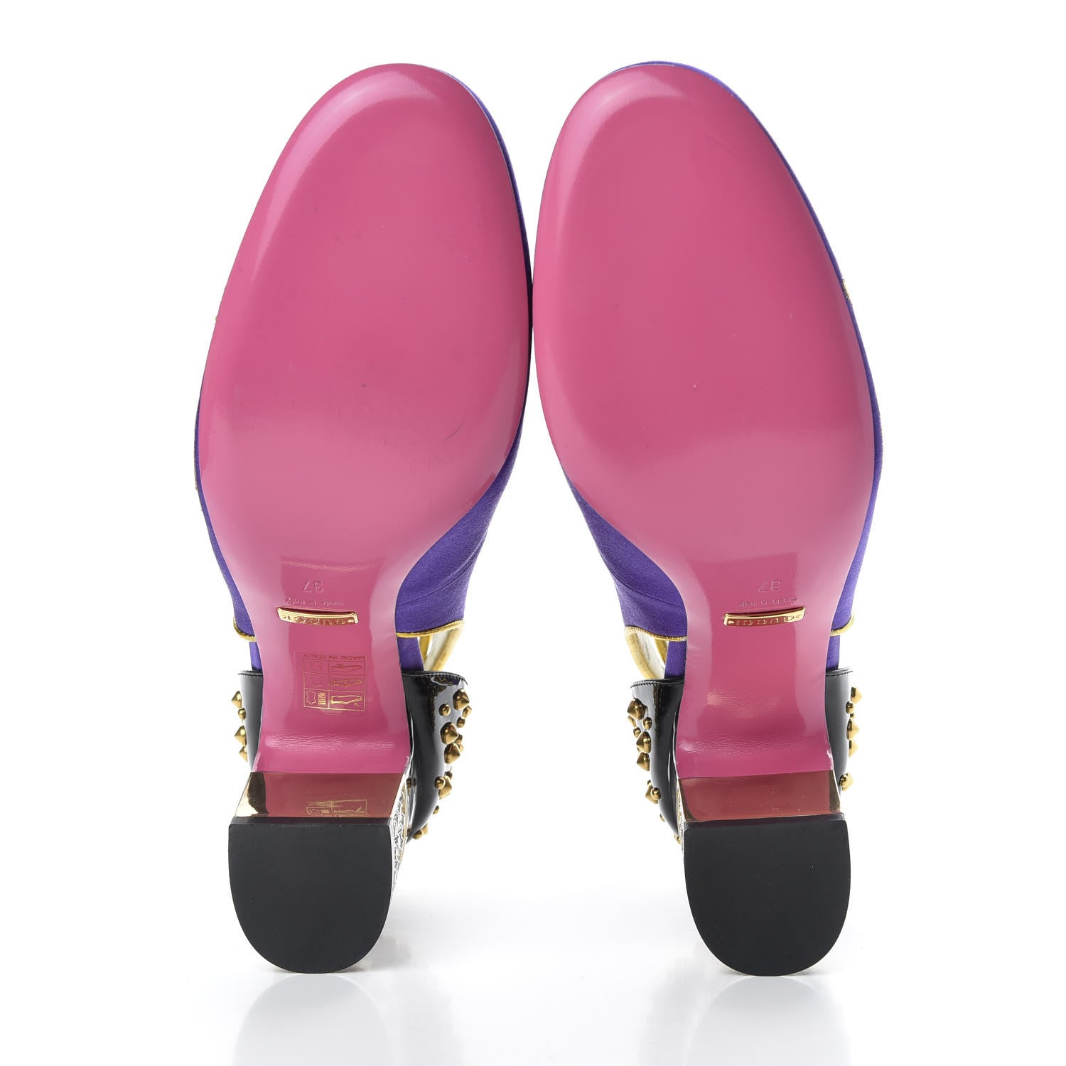Gucci Satin Embroidered Dragon Caspar Pumps 37 Purple Oro Vecchio Black 5 of 12