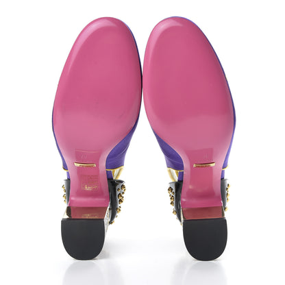 Gucci Satin Embroidered Dragon Caspar Pumps 37 Purple Oro Vecchio Black 5 of 12