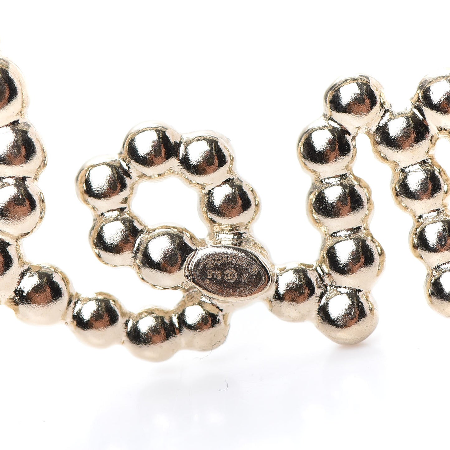 Metal Glass Swirling Pearls Brooch Pin Gold