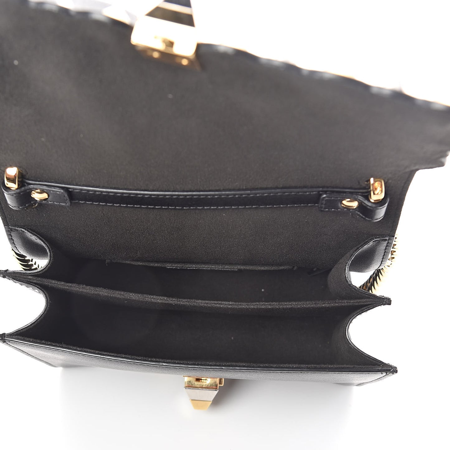 Vitello Liberty Metal Scalloped Multi Studded Small Kan I Shoulder Bag Black